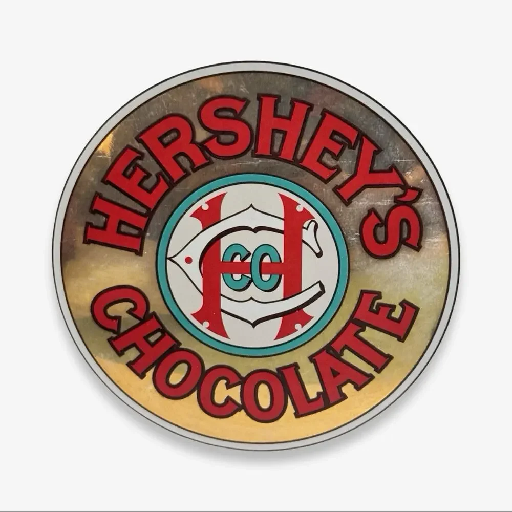 Vintage 1980s Hershey’s Chocolate Glass Tilt Candy Jar Chrome Lid Advertising